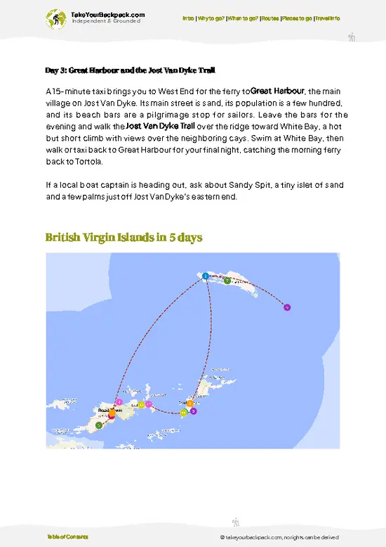 example page 4 from our offline Travel Guide for British Virgin Islands